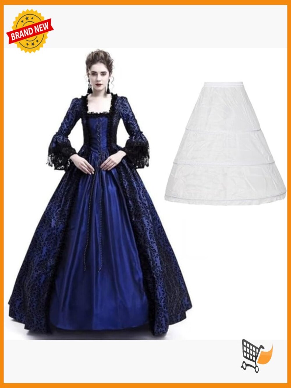 Victorian Court Masquerade Dress Medieval Gothic Swinging Evening Gown with